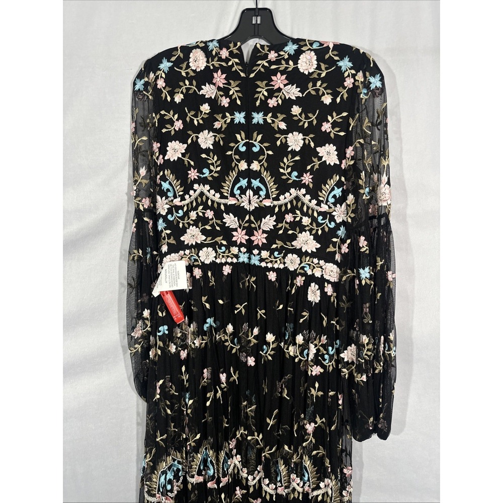NWT Mac Duggal [ 6 ] 35111 Floral Embroidered Blouson Sleeve Gown‎ Black #Q1214 - Picture 13 of 14